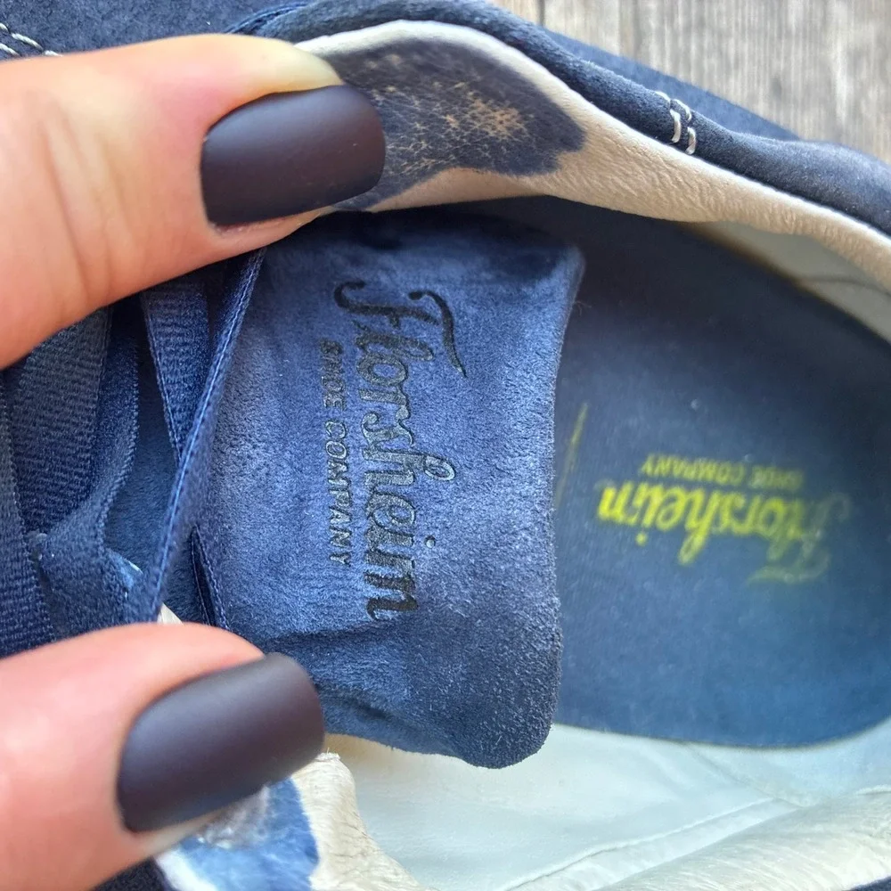 Florsheim Sneakers Navy Blue Suede 9.5 M Comfortech 14223-410 Low Top Mens